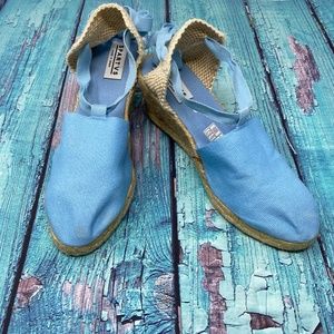 SPARTVS Carina Espadrille Wedge Heels Blue Canvas